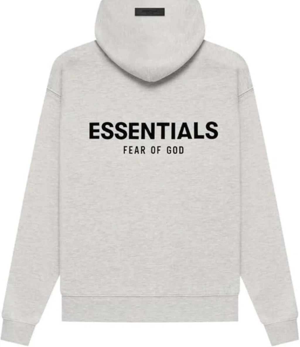 Essentials Fear of God Gray Pullover Hoodie Fleece Logo Hooded Men'S Long Sleeve